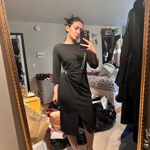 Halston Heritage Charcoal Long Sleeve Dress